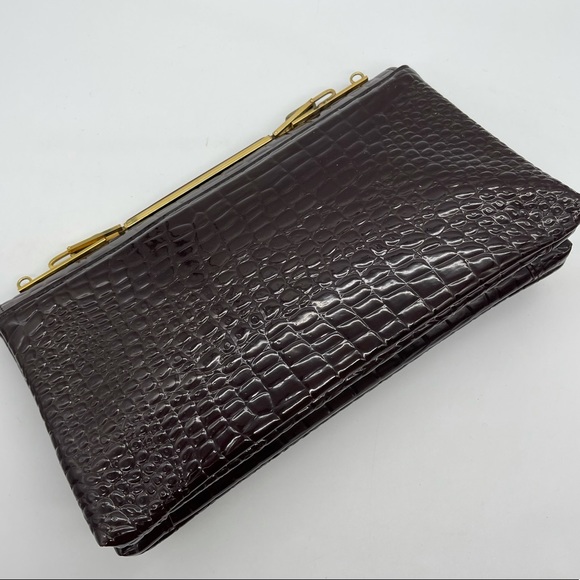 Crocodile Faux Leather Clutch Bag Gold hardware - Picture 7 of 11